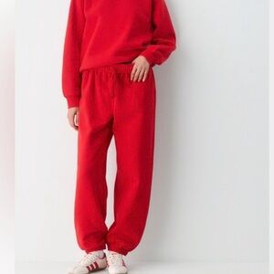 Aritzia Vibrant Red cozy Sweat-fleece mega Joggers( Hot Girls  Eat Arby’s